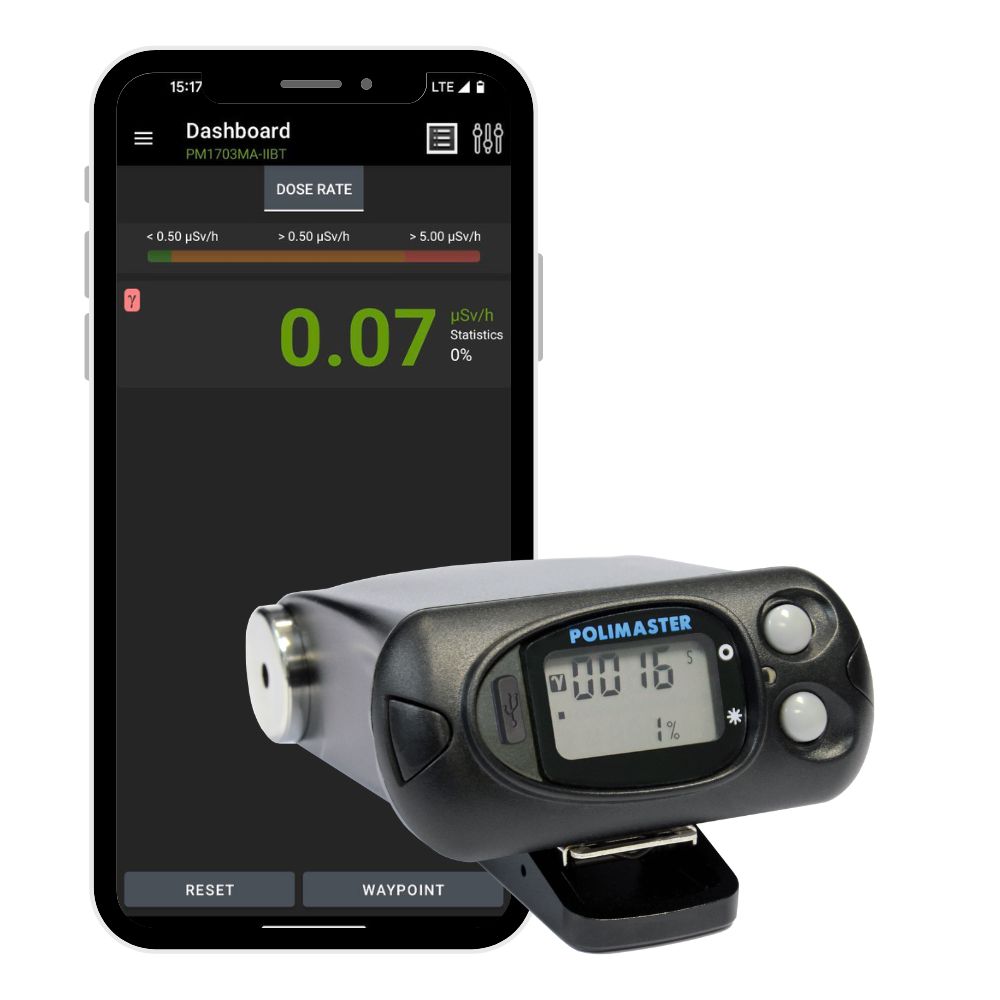 Detector de radiació PM1703MA-II amb connexió Bluetooth i app Polismart